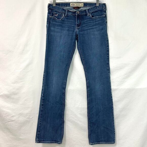 HOLLISTER Vintage 2000s Y2K Blue Denim Low Rise Flare Bootcut Jeans Women's 5R - Picture 1 of 8